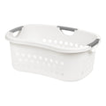 Plastic Laundry Hamper Basket – Hip-Hold Organizer with Comfort Handles, Nestable, 1.3 Bushel, 48L, White