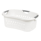 Plastic Laundry Hamper Basket – Hip-Hold Organizer with Comfort Handles, Nestable, 1.3 Bushel, 48L, White