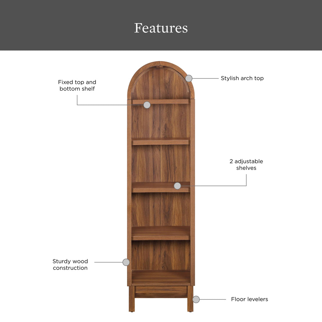 Better Homes & Gardens Juliet Narrow Arch Bookcase, Deep Green and Light Honey