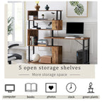 Modern Computer Desk with 5-Tier Shelves – Space-Saving Rotatable Workstation