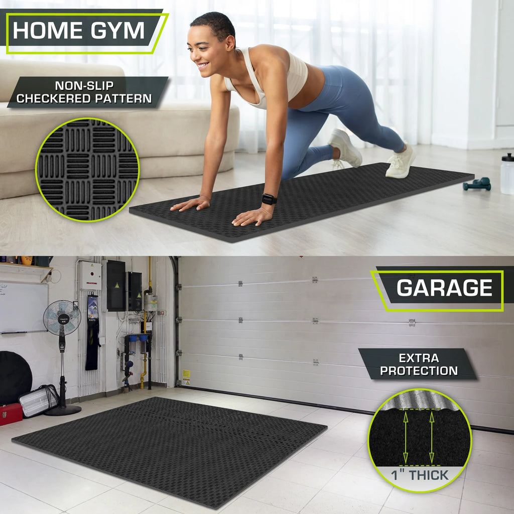 Checkered Exercise Puzzle Mat 1-in | Black