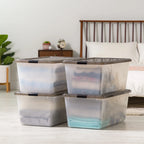 91 Qt. (22 gal.) Large Clear Latch Box, Stackable Plastic Storage Bin with Lid, Set of 4