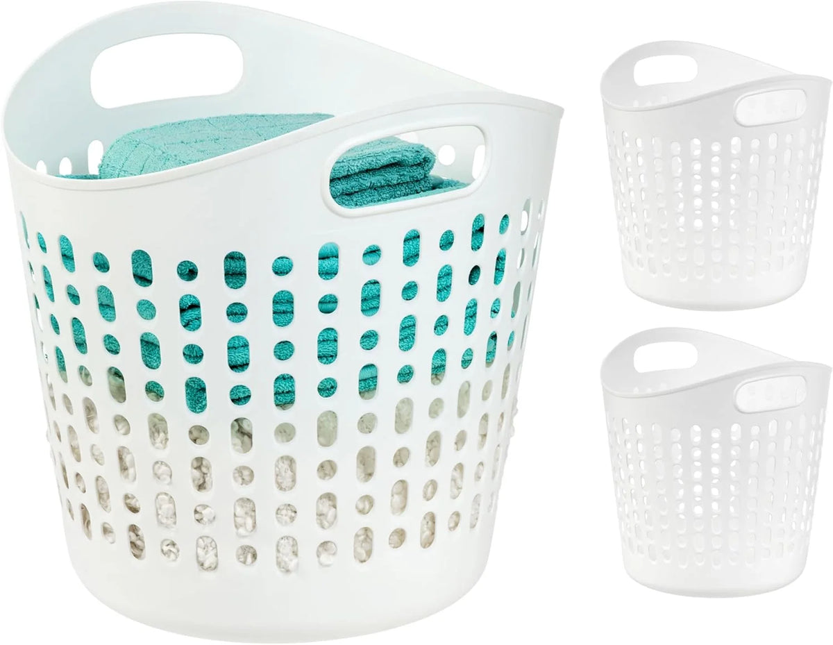 Plastic Laundry Basket, 40L - 3 Pack