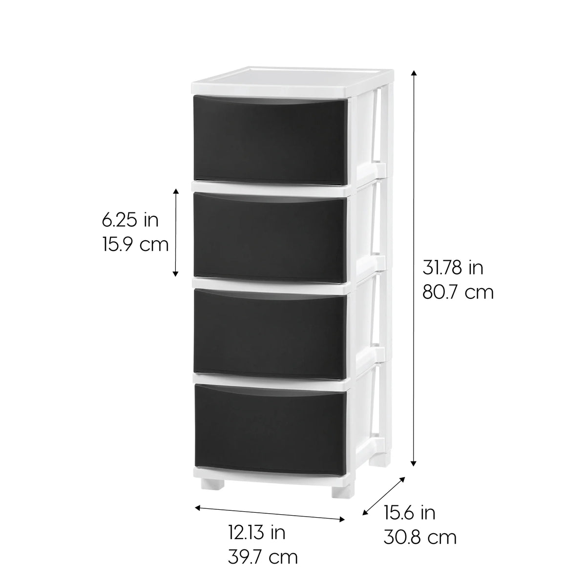 4 Slim Drawer Storage | Black