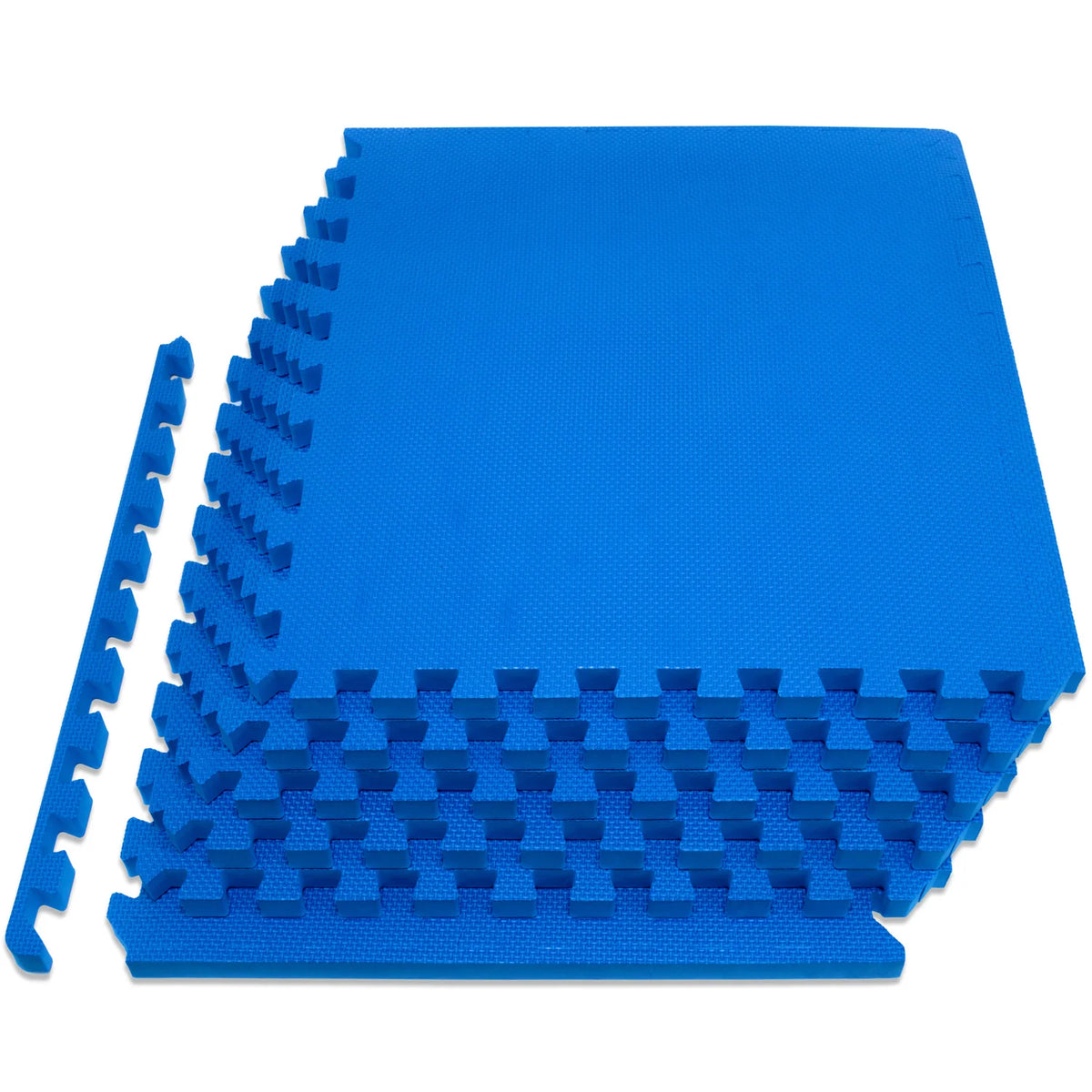 Weaved Pattern Exercise Puzzle Mat 3/4-in | 24 Sq Ft - 6 Tiles / Blue