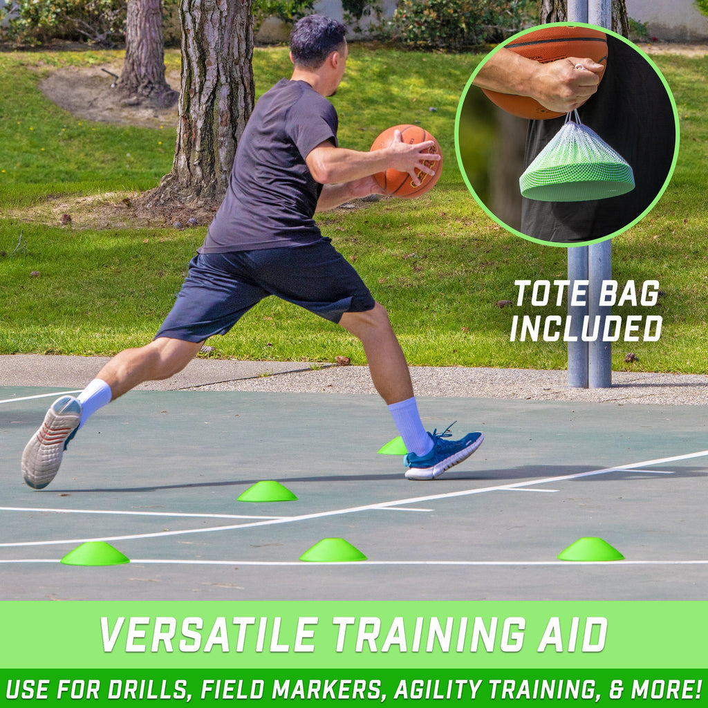 Sports Training Cones with Tote, 20-pk | Green