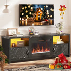 71-Inch TV Stand for 75-Inch TVs with LED Fireplace and Storage Cabinet