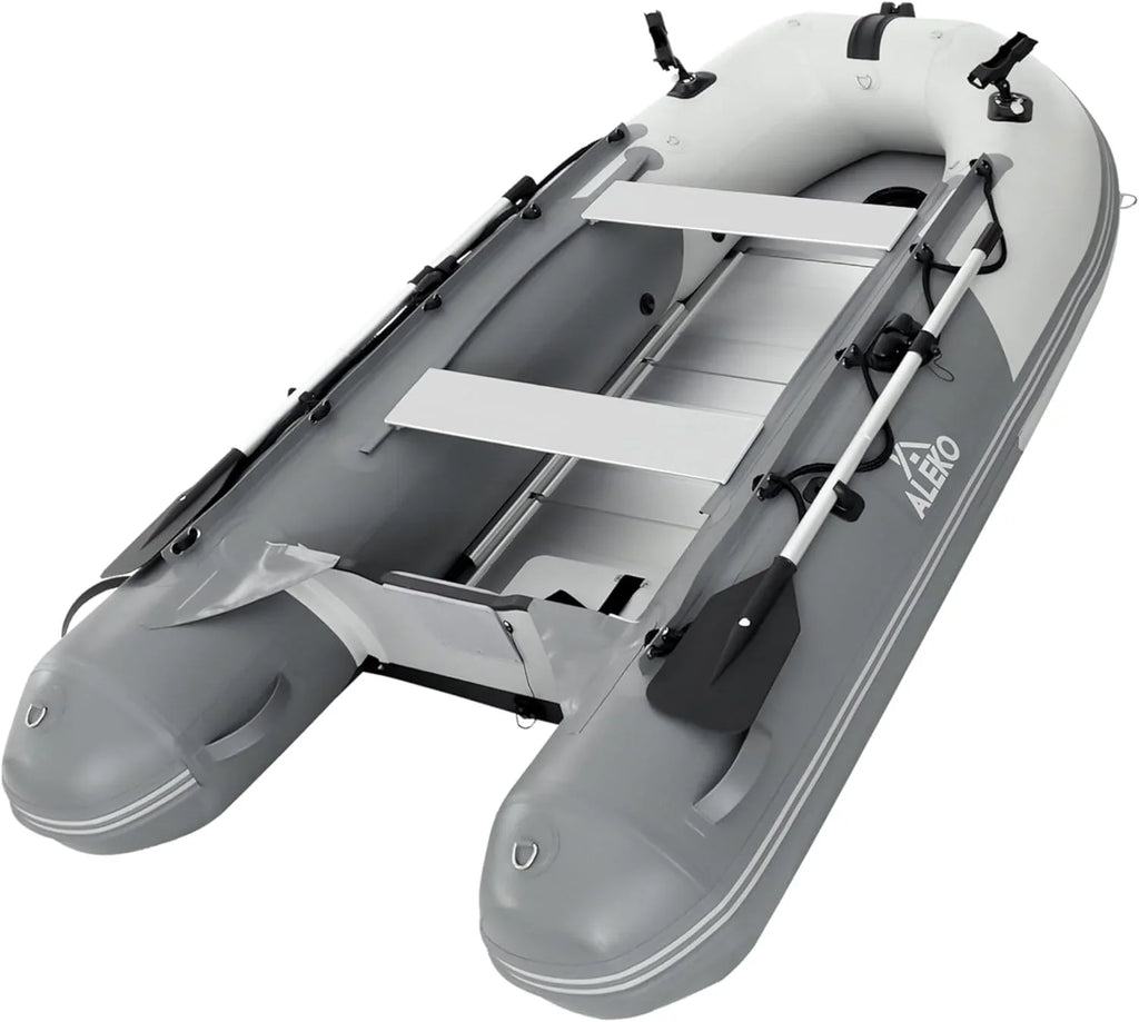 Inflatable Boat | Yacht Dinghy Tender Raft | Multi Person Fishing Boat | Aluminum Floor Oars | Fishing Rod Holders | Heavy-Duty PVC | 2024 Model |