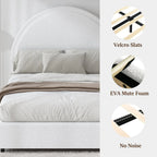 4 EVER WINNER Queen Size Bed Frame, Boucle Upholstered Bed Frame with Headboard, White Queen Bed Frame, White