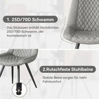 Set of 2 Leather Dining Chairs with Metal Legs