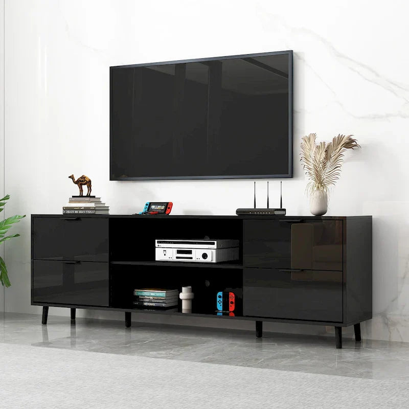 Electric Fireplace TV Stand Entertainment Center with LED Flame Effects and Remote Control