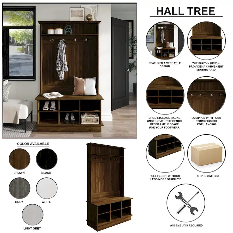 CraftPorch Contemporary Hall Tree with Storage Solutions