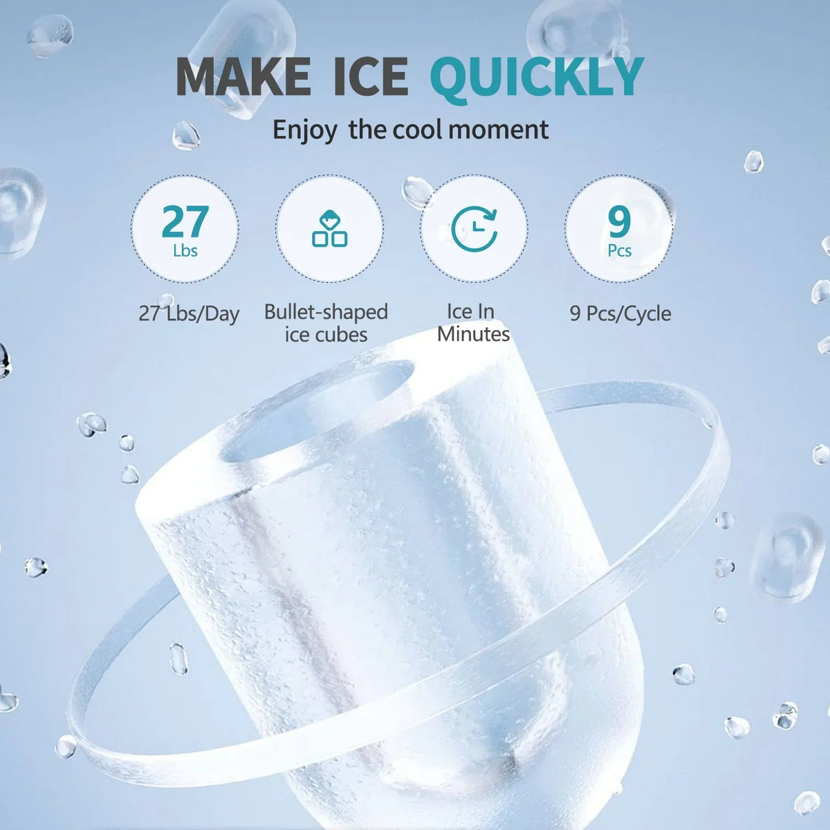 VECYS 3 5 gal Water Dispenser with Ice Maker, 27LBS Daily Ice & Child Lock