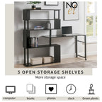 Modern Computer Desk with 5-Tier Shelves – Space-Saving Rotatable Workstation