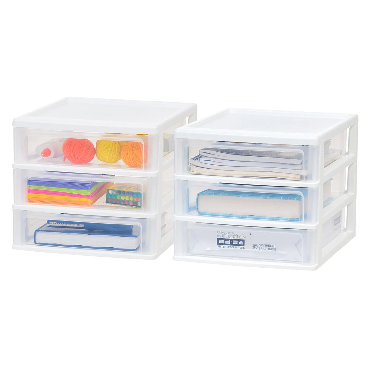 Compact Desktop Organizer - 3 Drawer 2 Pack