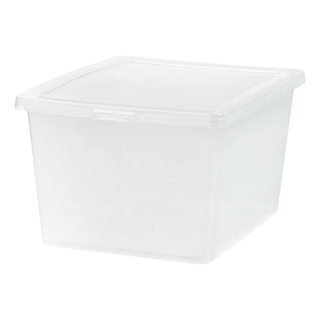 24.5 Quart Plastic Storage Bin Tote Organizing Container with Latching Lid for Shoes, Heels, Art Supplies, Stackable and Nestable, 4 Pack, Clear