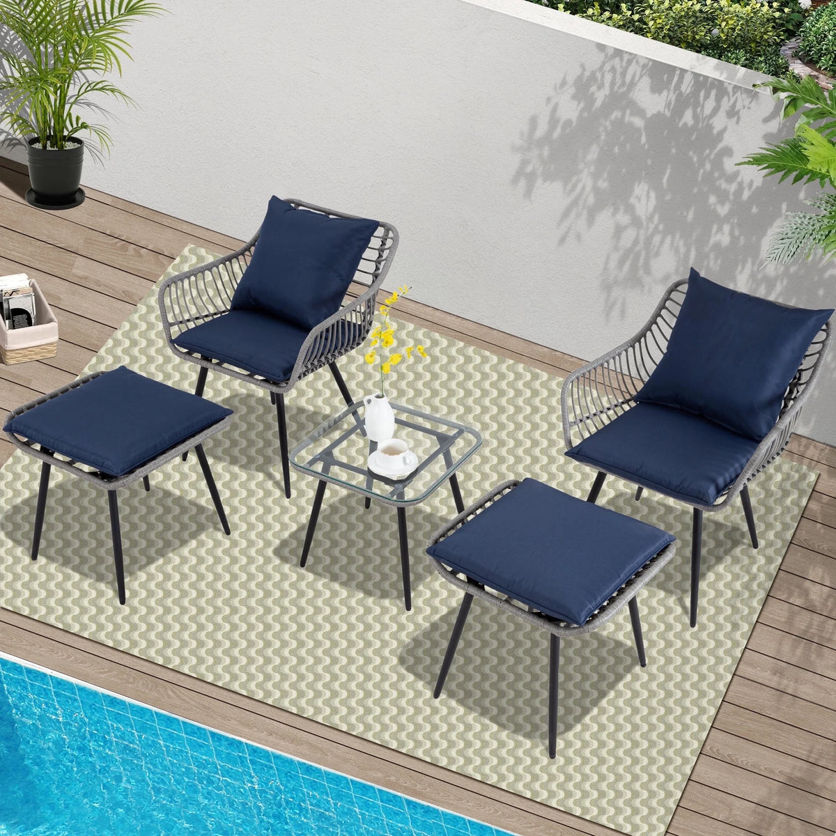 Ainfox 7 Pcs Outdoor Patio Furniture Sofa Set on Sale, Grey Rattan Grey Cushion
