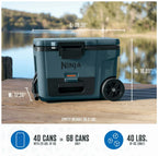 Ninja | Cooler | FrostVault 45QT Cooler with Wheels | Insulated with Temp Dry Storage Drawer | Keeps Ice Cold for Days | for The Beach, Camping, Picnics & More | Ocean Blue | FB245AOB
