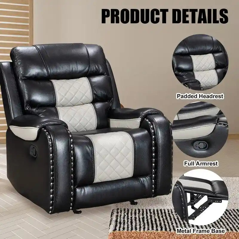 Spacious Faux Leather American-Style Recliner Chair for Living Room