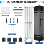 HOTEEL 10x15 Heavy Duty Canopy Tent ,Pop up Canopy for Parties Wedding,Commercial Easy up Gazebo with Roller Bag,UV 50+ &,White
