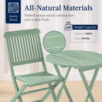 Best Choice Products 3-Piece Acacia Wood Bistro Set, Folding Patio Furniture w/ 2 Chairs, Table - Natural