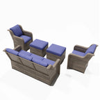 Ainfox 7 Pcs Outdoor Patio Furniture Sofa Set on Sale, Grey Rattan Grey Cushion