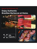 Brazilian Flame Churrasco? Gas Rotisserie Oven Grill Roaster with Auto Rotating Skewers for Rotisserie Chicken Brazilian Style BBQ and Churrasco Shawarma Machine Propane Grill - 2024 Series