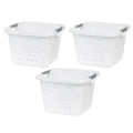 Compact Plastic Laundry Hamper Basket – 30L Storage Organizer with Easy-Lift Handles, 3-Pack