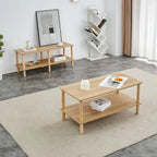 39-Inch Coffee Table with Two-Tier Design and Rubberwood Legs