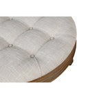 Round Storage Ottoman Coffee Table with Tufted Seat and Wooden Base