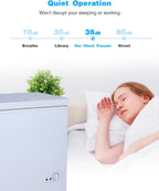 3.5 Cu.Ft Chest Freezer with a Removable Basket 7 Gears Adjustable Temperature Control(-18°F to -46°F), Deep Compact Freezer for Garage, Office, Basement, House, Kitchen, Shop, RVs-White