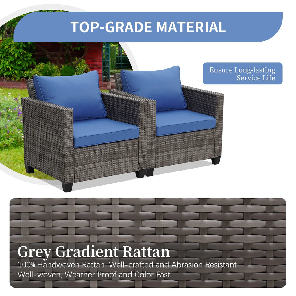 Ainfox 7 Pcs Outdoor Patio Furniture Sofa Set on Sale, Grey Rattan Grey Cushion
