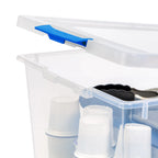 11 QT Clear Plastic Storage Container Clip Box 4 Pack