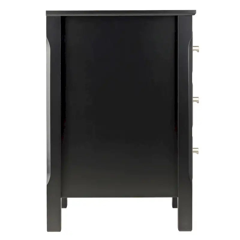 Elegant Black Wooden Nightstand with 3 Generous Storage Drawers - Dimensions: 15.75L x 15.75W x 23.63H