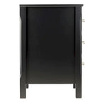 Elegant Black Wooden Nightstand with 3 Generous Storage Drawers - Dimensions: 15.75L x 15.75W x 23.63H