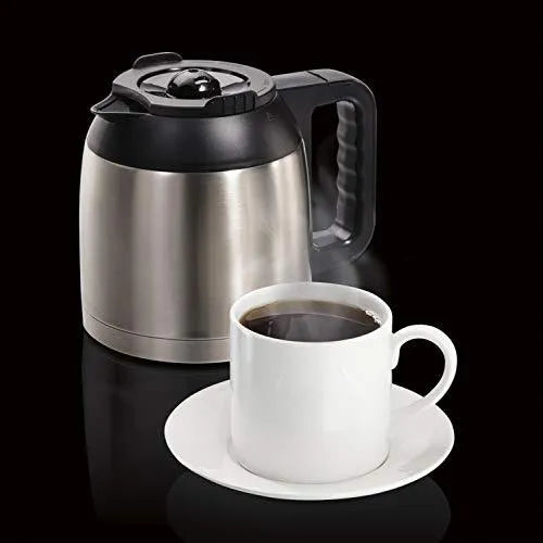 Thermal Coffee Maker, Single Serve & Full Pot, Compatible with Pods or Grounds, Programmable, Black and Stainless ()