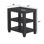 Cordero 16-Inch Wide Wood and Glass Top Chairside End Table with Shelf Storage