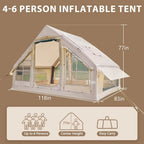 NAIZEA Tent for Camping with Pump - Air Glamping Tents, Easy Setup Blow up Tent, Waterproof Oxford Inflatable Tent, 4 - 6 Person Cabin Tent with Mesh & Chimney Window