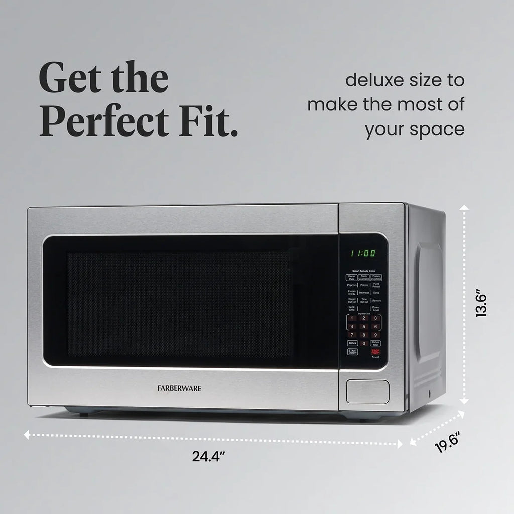 Farberware FMGZ09BKA 0.9 Cu. Ft. Microwave Oven, 900W, Digital Control, LED Display, 6 Cooking Presets, Black