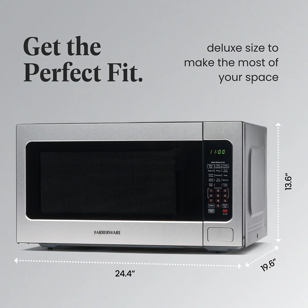 Farberware FMGZ09BKA 0.9 Cu. Ft. Microwave Oven, 900W, Digital Control, LED Display, 6 Cooking Presets, Black