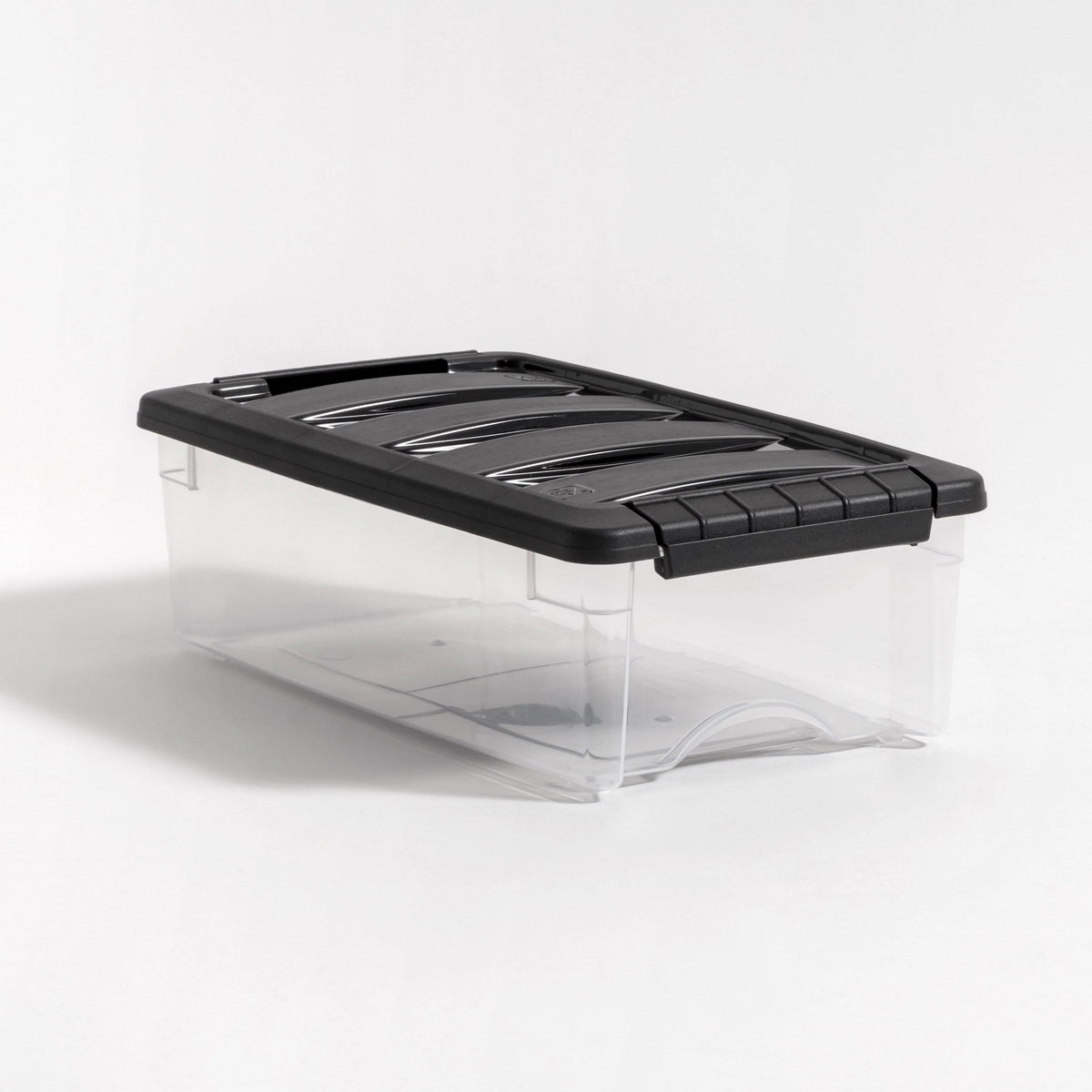 Plastic Storage Bins, Stackable Storage Container with Secure Latching Buckles and Black Lid, 5 Qt.