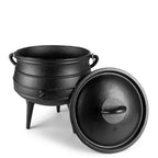 Bruntmor Pre - Seasoned Cast Iron Cauldron - Bruntmor African Potjie Pot with Lid - 3 Legs for Even Heat Distribution - Camping Dutch Oven Cookware for Over - the - Fire Cooking - 10 Quarts, X - Large