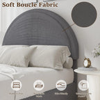 4 EVER WINNER Queen Size Bed Frame, Boucle Upholstered Bed Frame with Headboard, White Queen Bed Frame, White
