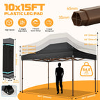 COBIZI 10x15 Pop Up Canopy Tent Heavy Duty with Sidewall, Commercial Outdoor Easy Pop Up Gazebo for Party Wedding All Weather Waterproof UV 50+ with Roller Bag(Leg Upgraded),Black