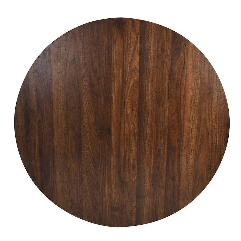 Round Walnut Finish Dining Table