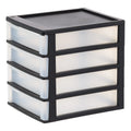 Medium 4-Drawer Compact Desktop Organizer, Stacking Desktop Unit, Black-Clear, Single Pk