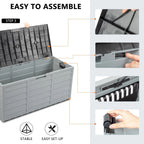 Ktaxon 75gal Outdoor Garden Plastic Storage Deck Box Chest Tools Cushions Toys Black