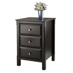 Elegant Black Wooden Nightstand with 3 Generous Storage Drawers - Dimensions: 15.75L x 15.75W x 23.63H