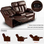 MCombo Faux Leather Electric Reclining Sofa with Heat and Massage - Models 6095/6075/6077