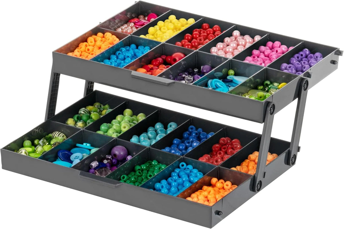 2-Tier Drawer Organizer Expandable Multi-Level Collapsible Organization- Charcoal